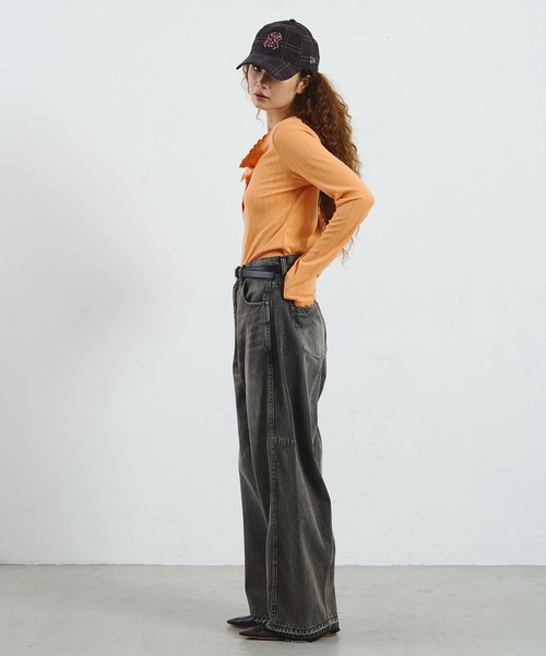 ROSE BUD(ローズバッド)の「CREOLME/BARREL FIT DENIM PANTS(デニムパンツ・レディース・ブラック/ライトインディゴブルー・S/M)」の22枚目の写真