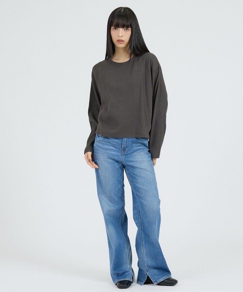 Healthknit(ヘルスニット)の「【Healthknit/ヘルスニット】サーマルキング ハニカムクロップドクルー/(Tシャツ/カットソー・レディース・ボルドー/オフホワイト/ブラック・フリー)」の15枚目の写真
