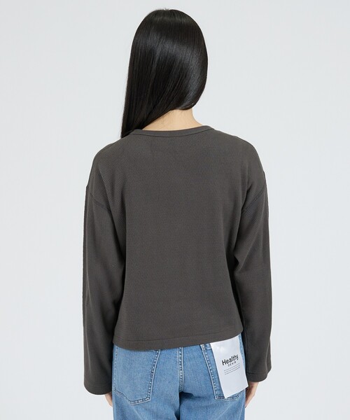 Healthknit(ヘルスニット)の「【Healthknit/ヘルスニット】サーマルキング ハニカムクロップドクルー/(Tシャツ/カットソー・レディース・ボルドー/オフホワイト/ブラック・フリー)」の21枚目の写真