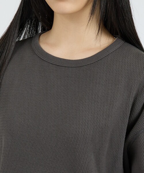 Healthknit(ヘルスニット)の「【Healthknit/ヘルスニット】サーマルキング ハニカムクロップドクルー/(Tシャツ/カットソー・レディース・ボルドー/オフホワイト/ブラック・フリー)」の22枚目の写真
