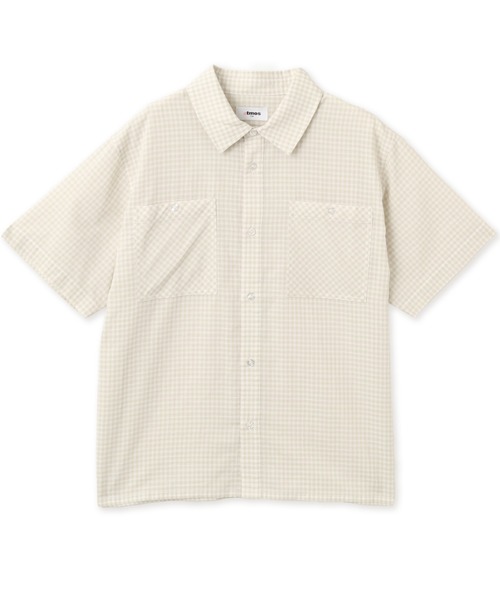 atmos pink(アトモスピンク)の「atmos pink Check Short Sleeve Shirt / アトモス ピンク チェック ショート スリーブ シャツ(シャツ/ブラウス・レディース・ホワイト/ブルー・FREE)」の1枚目の写真