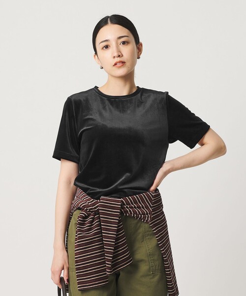 BEAUTY&YOUTH UNITED ARROWS（ビューティーアンドユースユナイテッドアローズ）の「ベロア コンパクト ショートスリーブTシャツ（Tシャツ/カットソー・レディース・ライトブルー/ブラック/ダークブラウン・FREE）」の2枚目の写真