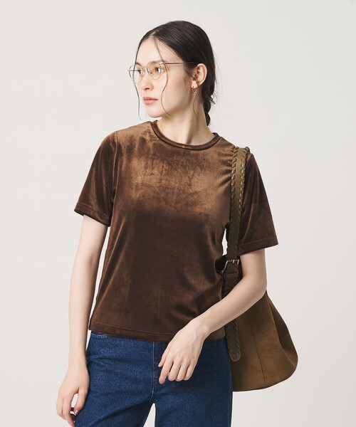 BEAUTY&YOUTH UNITED ARROWS（ビューティーアンドユースユナイテッドアローズ）の「ベロア コンパクト ショートスリーブTシャツ（Tシャツ/カットソー・レディース・ライトブルー/ブラック/ダークブラウン・FREE）」の4枚目の写真