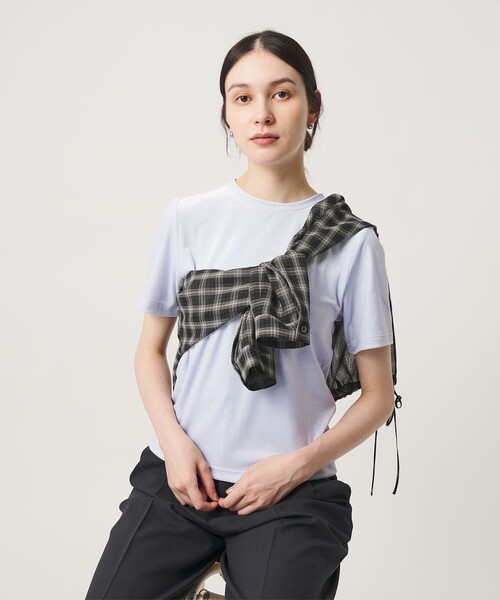BEAUTY&YOUTH UNITED ARROWS（ビューティーアンドユースユナイテッドアローズ）の「ベロア コンパクト ショートスリーブTシャツ（Tシャツ/カットソー・レディース・ライトブルー/ブラック/ダークブラウン・FREE）」の8枚目の写真