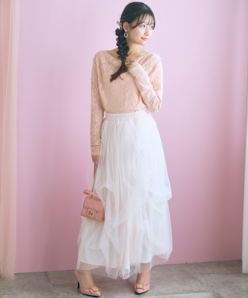 marun(マルン)の「<大きいサイズ>2WAYドレープ衿起毛レーストップス marun(シャツ/ブラウス・レディース・オフホワイト/ピンク・4L/5L/3L/LL/L)」の21枚目の写真