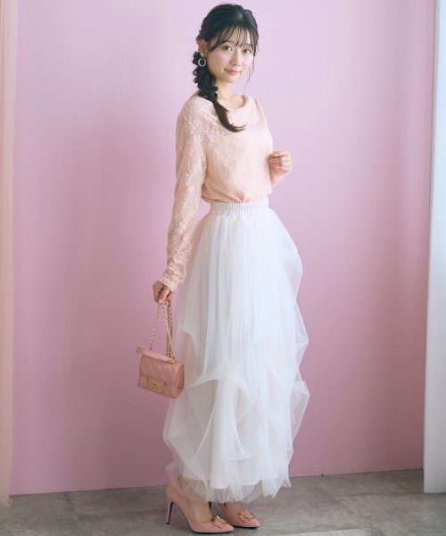 marun(マルン)の「<大きいサイズ>2WAYドレープ衿起毛レーストップス marun(シャツ/ブラウス・レディース・オフホワイト/ピンク・4L/5L/3L/LL/L)」の22枚目の写真