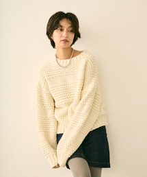 立体編みニットプルオーバー