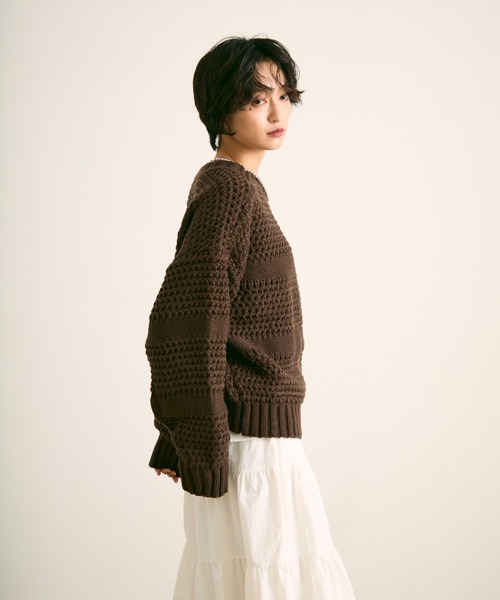 uchi.(ウチ)の「立体編みニットプルオーバー(ニット/セーター・レディース・ブラウン/イエロー/アイボリー・FREE)」の12枚目の写真