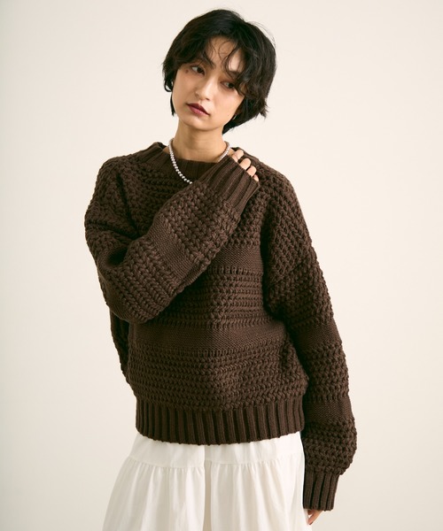 uchi.(ウチ)の「立体編みニットプルオーバー(ニット/セーター・レディース・ブラウン/イエロー/アイボリー・FREE)」の15枚目の写真