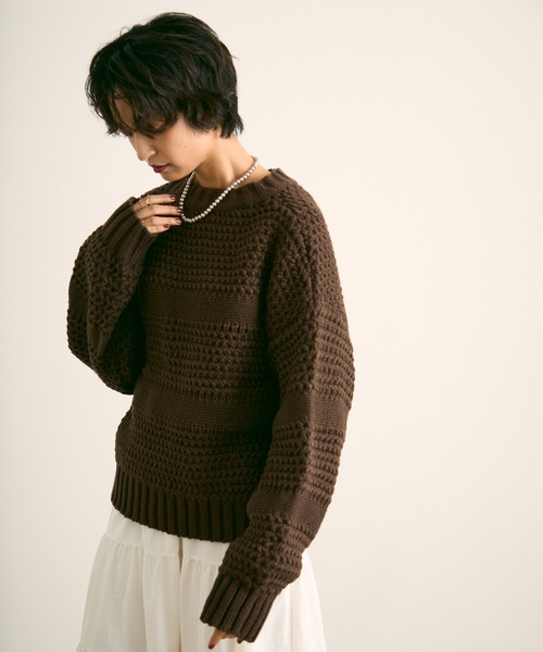 uchi.(ウチ)の「立体編みニットプルオーバー(ニット/セーター・レディース・ブラウン/イエロー/アイボリー・FREE)」の16枚目の写真