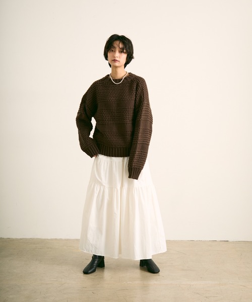 uchi.(ウチ)の「立体編みニットプルオーバー(ニット/セーター・レディース・ブラウン/イエロー/アイボリー・FREE)」の5枚目の写真
