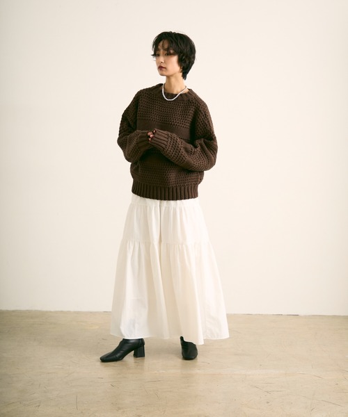 uchi.(ウチ)の「立体編みニットプルオーバー(ニット/セーター・レディース・ブラウン/イエロー/アイボリー・FREE)」の6枚目の写真