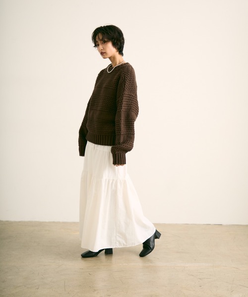 uchi.(ウチ)の「立体編みニットプルオーバー(ニット/セーター・レディース・ブラウン/イエロー/アイボリー・FREE)」の7枚目の写真