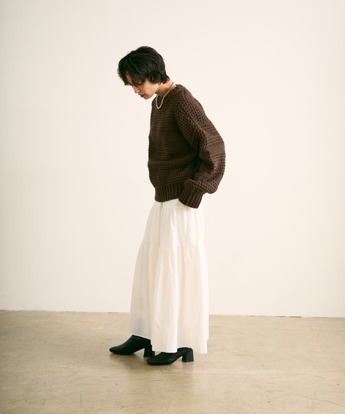 uchi.(ウチ)の「立体編みニットプルオーバー(ニット/セーター・レディース・ブラウン/イエロー/アイボリー・FREE)」の8枚目の写真