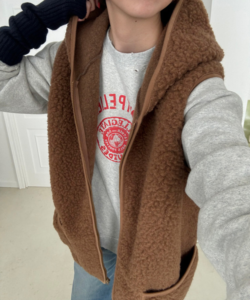 COLD BREAKER(コールドブレーカー)の「《追加》COLD BREAKER/コールドブレーカー SLOBE別注 ボアベスト(その他アウター・レディース・ブラック/キャメル・FREE)」の16枚目の写真