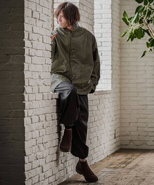 CAMBIO(カンビオ)の「mj11796-Synthetic Leather Stand Collar Jacket スタンドカラージャケット(PF-262-019)(その他アウター・メンズ・ブラック/カーキ・S/M/L)」の13枚目の写真
