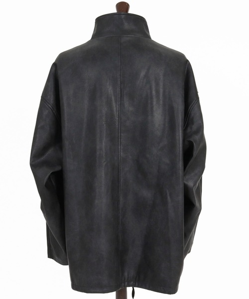 CAMBIO(カンビオ)の「mj11796-Synthetic Leather Stand Collar Jacket スタンドカラージャケット(PF-262-019)(その他アウター・メンズ・ブラック/カーキ・S/M/L)」の15枚目の写真
