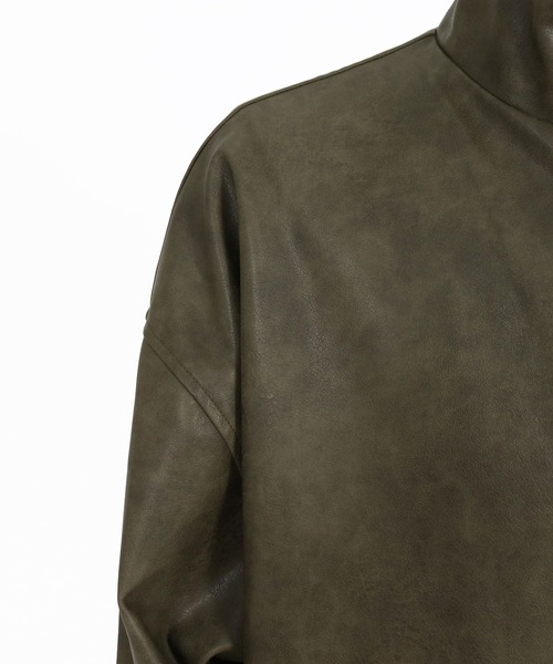 CAMBIO(カンビオ)の「mj11796-Synthetic Leather Stand Collar Jacket スタンドカラージャケット(PF-262-019)(その他アウター・メンズ・ブラック/カーキ・S/M/L)」の19枚目の写真