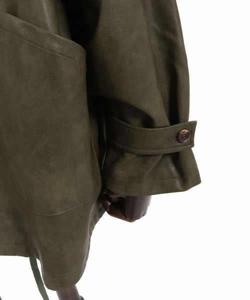 CAMBIO(カンビオ)の「mj11796-Synthetic Leather Stand Collar Jacket スタンドカラージャケット(PF-262-019)(その他アウター・メンズ・ブラック/カーキ・S/M/L)」の20枚目の写真