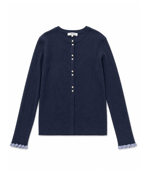 cloenc(クロエンス)の「【WEB限定カラーあり】Relaxy Rich シルクカシミヤ混 リブニットカーディガン(カーディガン/ボレロ・レディース・サックスブルー/ピンク/ワインレッド/ベージュ系その他7/ライトグレー系8/ブラウン系8/オリーブ/ネイビー/ライトイエロー系・02)」の5枚目の写真