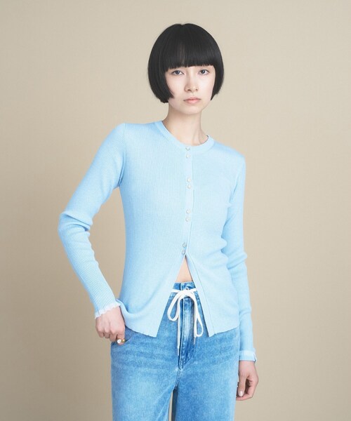 cloenc(クロエンス)の「【WEB限定カラーあり】Relaxy Rich シルクカシミヤ混 リブニットカーディガン(カーディガン/ボレロ・レディース・サックスブルー/ピンク/ワインレッド/ベージュ系その他7/ライトグレー系8/ブラウン系8/オリーブ/ネイビー/ライトイエロー系・02)」の19枚目の写真