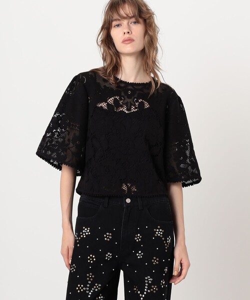 sea new york（シーニューヨーク）の「SEA NEW YORK ARIANNA LACE SHORT SLEEVE レースブラウス（シャツ/ブラウス・レディース・ブラック系その他・S）」の3枚目の写真
