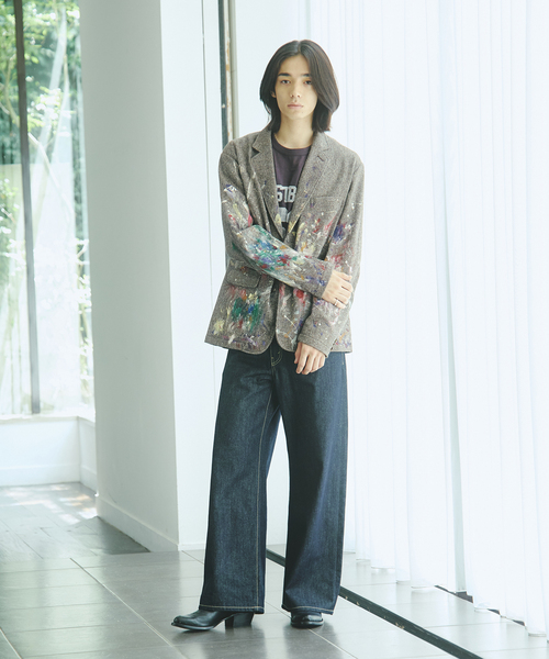 JOURNAL STANDARD（ジャーナルスタンダード）の「ウール ペイント ウォッシュ ジャケット（テーラードジャケット・メンズ・ネイビー/ブラウン・MEDIUM/LARGE）」の4枚目の写真