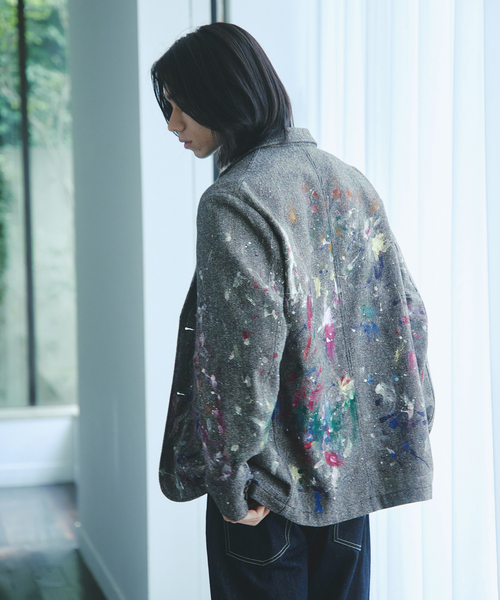 JOURNAL STANDARD（ジャーナルスタンダード）の「ウール ペイント ウォッシュ ジャケット（テーラードジャケット・メンズ・ネイビー/ブラウン・MEDIUM/LARGE）」の6枚目の写真