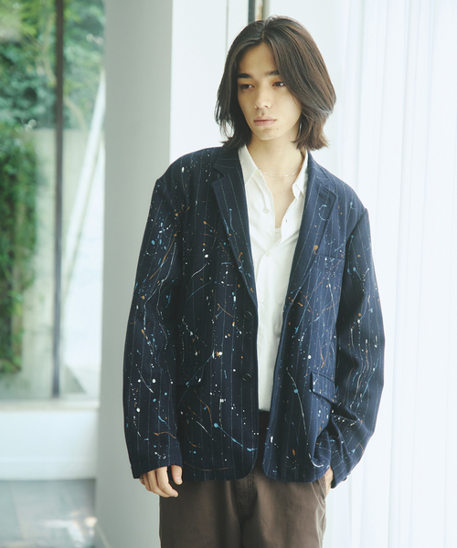 JOURNAL STANDARD（ジャーナルスタンダード）の「ウール ペイント ウォッシュ ジャケット（テーラードジャケット・メンズ・ネイビー/ブラウン・MEDIUM/LARGE）」の12枚目の写真