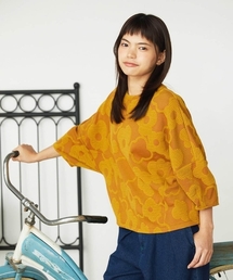 【日本製】Forma de flor パネル切り替えフラワージャカードカットソー