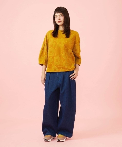 Jocomomola（ホコモモラ）の「【日本製】Forma de flor パネル切り替えフラワージャカードカットソー（Tシャツ/カットソー・レディース・マスタード・40）」の7枚目の写真