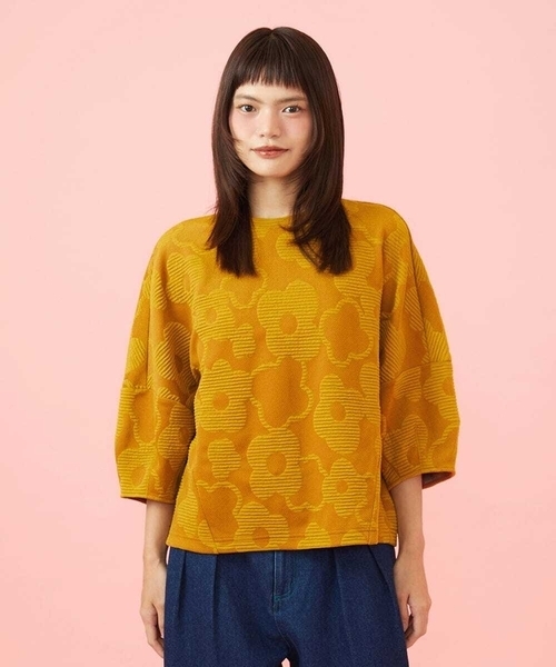 Jocomomola（ホコモモラ）の「【日本製】Forma de flor パネル切り替えフラワージャカードカットソー（Tシャツ/カットソー・レディース・マスタード・40）」の8枚目の写真