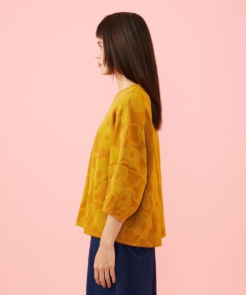 Jocomomola（ホコモモラ）の「【日本製】Forma de flor パネル切り替えフラワージャカードカットソー（Tシャツ/カットソー・レディース・マスタード・40）」の9枚目の写真