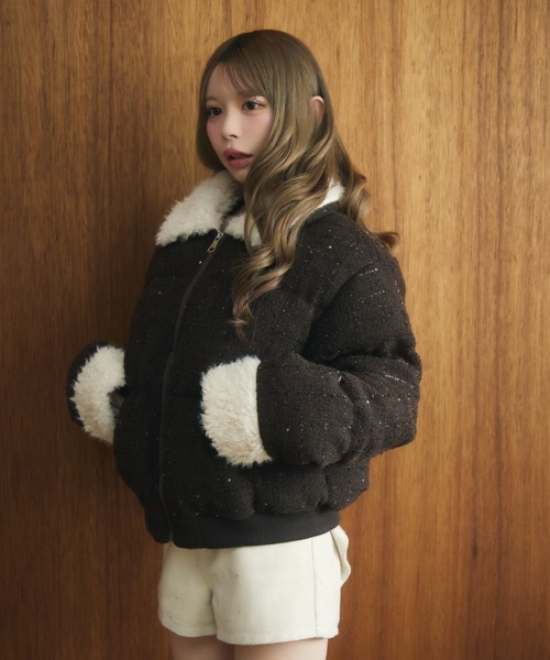 TITTY&CO.(ティティーアンドコー)の「ラメツイードキルティングボアダウン(その他アウター・レディース・アイボリー/ベージュ/ブラウン/ブラック・FREE)」の20枚目の写真