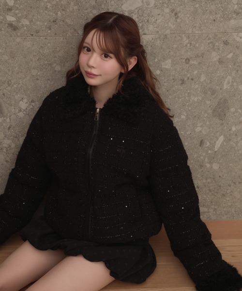 TITTY&CO.(ティティーアンドコー)の「ラメツイードキルティングボアダウン(その他アウター・レディース・アイボリー/ベージュ/ブラウン/ブラック・FREE)」の21枚目の写真