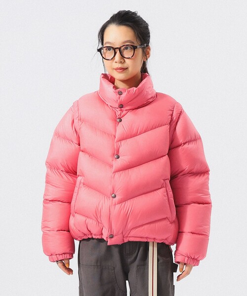 BEAMS BOY（ビームスボーイ）の「【別注】SIERRA DESIGNS / 2WAY ショート ダウン 26FW（ダウンジャケット/コート・レディース・イエロー/ピンク・ONE SIZE）」の2枚目の写真