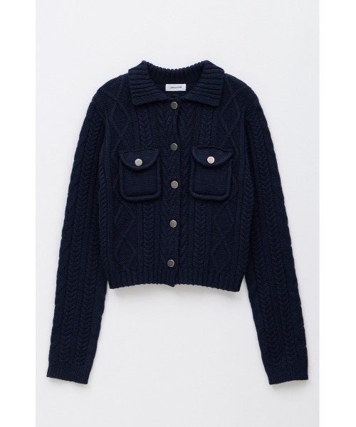 LAGUA GEM(ラグアジェム)の「CABLE BUTTON KNIT トップス(ニット/セーター・レディース・グレー/ネイビー/ブラック・FREE)」の3枚目の写真