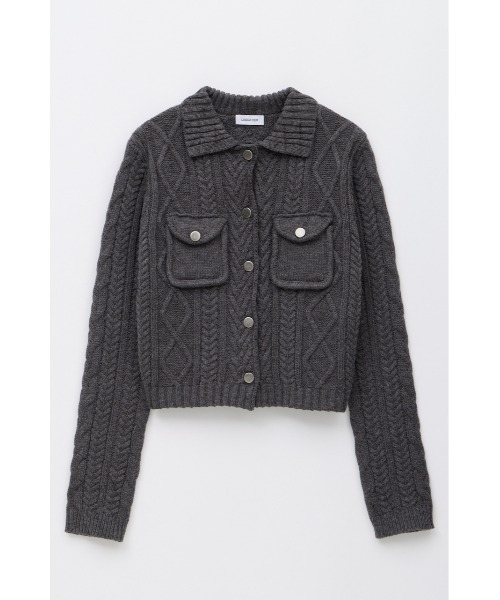 LAGUA GEM(ラグアジェム)の「CABLE BUTTON KNIT トップス(ニット/セーター・レディース・グレー/ネイビー/ブラック・FREE)」の2枚目の写真