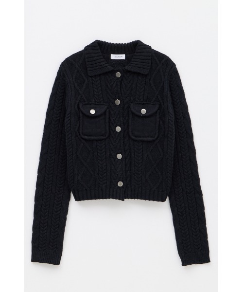 LAGUA GEM(ラグアジェム)の「CABLE BUTTON KNIT トップス(ニット/セーター・レディース・グレー/ネイビー/ブラック・FREE)」の1枚目の写真
