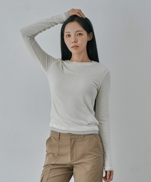 WAARFORWOMAN(ワール・フォー・ウーマン)の「WT-96 マイルドカシミヤTシャツ_アイボリー(Tシャツ/カットソー・レディース・その他・FREE)」の5枚目の写真
