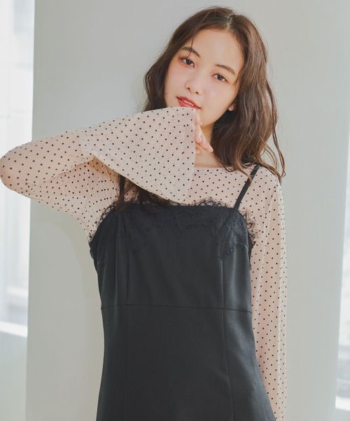 mysty woman（ミスティウーマン）の「チュールドットフレアスリーブ長袖　1087980（Tシャツ/カットソー・レディース・ホワイト系その他/チャコールグレー/オフホワイト/ピンク系その他/ブラック系その他・FREE）」の19枚目の写真