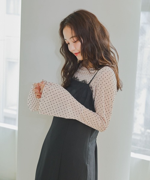 mysty woman（ミスティウーマン）の「チュールドットフレアスリーブ長袖　1087980（Tシャツ/カットソー・レディース・ホワイト系その他/チャコールグレー/オフホワイト/ピンク系その他/ブラック系その他・FREE）」の20枚目の写真