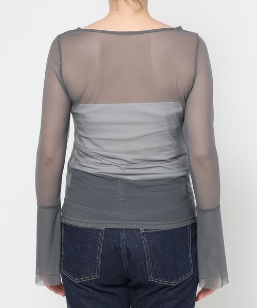 mysty woman（ミスティウーマン）の「チュールドットフレアスリーブ長袖　1087980（Tシャツ/カットソー・レディース・ホワイト系その他/チャコールグレー/オフホワイト/ピンク系その他/ブラック系その他・FREE）」の8枚目の写真