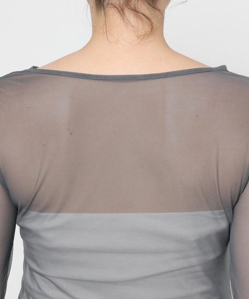 mysty woman（ミスティウーマン）の「チュールドットフレアスリーブ長袖　1087980（Tシャツ/カットソー・レディース・ホワイト系その他/チャコールグレー/オフホワイト/ピンク系その他/ブラック系その他・FREE）」の12枚目の写真
