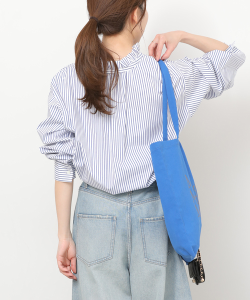JOURNAL STANDARD relume(ジャーナルスタンダード レリューム)の「《追加》ハイカウントストライプスタンドカラー2way(シャツ/ブラウス・レディース・レッド/ホワイト系その他/ブルー・FREE)」の13枚目の写真