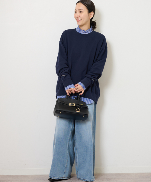 JOURNAL STANDARD relume(ジャーナルスタンダード レリューム)の「《追加》ハイカウントストライプスタンドカラー2way(シャツ/ブラウス・レディース・レッド/ホワイト系その他/ブルー・FREE)」の14枚目の写真