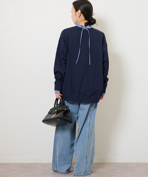 JOURNAL STANDARD relume(ジャーナルスタンダード レリューム)の「《追加》ハイカウントストライプスタンドカラー2way(シャツ/ブラウス・レディース・レッド/ホワイト系その他/ブルー・FREE)」の15枚目の写真
