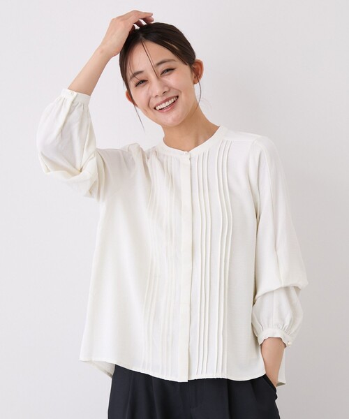 Jayro（ジャイロ）の「ピンタックブラウス（シャツ/ブラウス・レディース・ブラック/ホワイト系その他/ベージュ・M）」の12枚目の写真