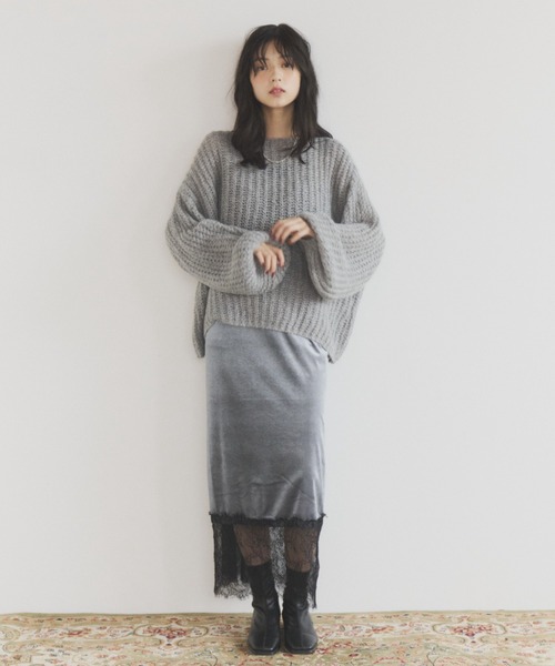 ELNEsoi(エルネソワ)の「モヘアライクオーバーニット(ニット/セーター・レディース・ピンク/グレー/ライトパープル・FREE)」の22枚目の写真