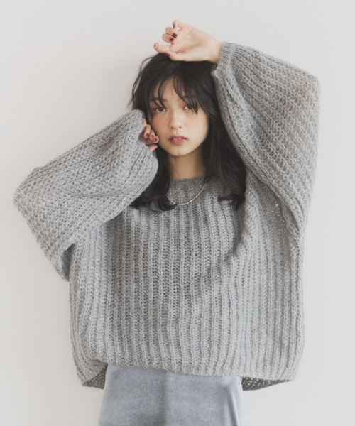 ELNEsoi(エルネソワ)の「モヘアライクオーバーニット(ニット/セーター・レディース・ピンク/グレー/ライトパープル・FREE)」の19枚目の写真